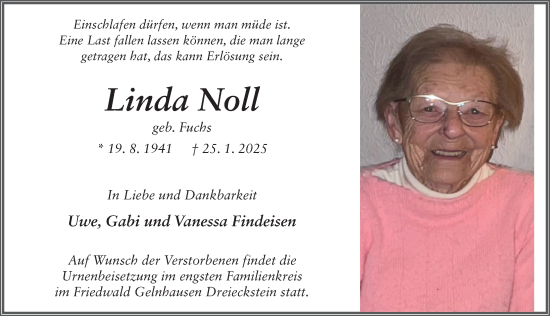 Traueranzeige von Linda Noll von FZ