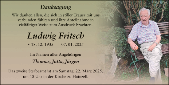 Traueranzeige von Ludwig Fritsch von FZ