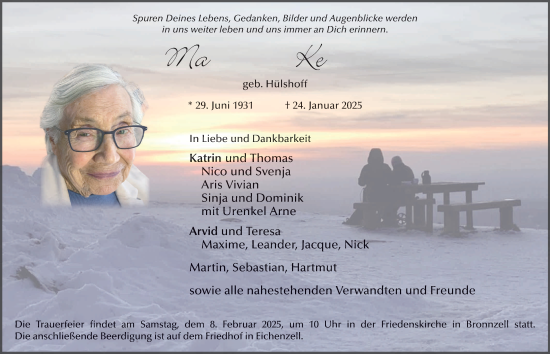 Traueranzeige von Magdalene Kersberg von FZ
