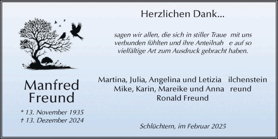 Traueranzeige von Manfred Freund von FZ