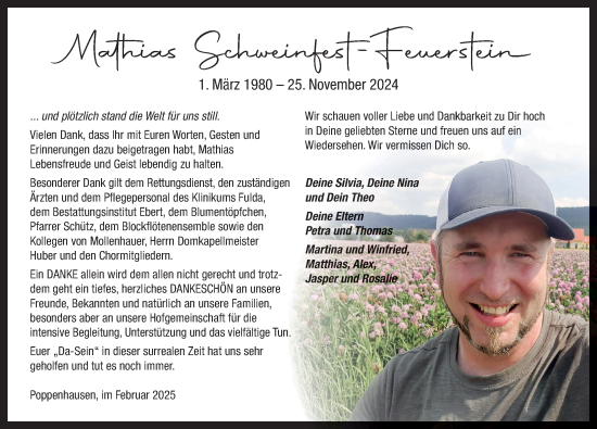 Traueranzeige von Mathias Schweinfest-Feuerstein von FZ