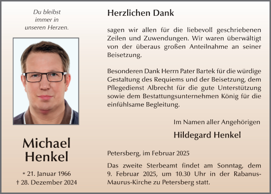 Traueranzeige von Michael Henkel von FZ