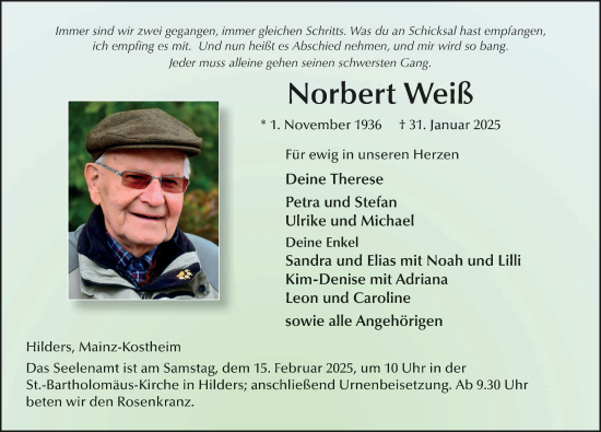 Traueranzeige von Norbert Weiß von FZ