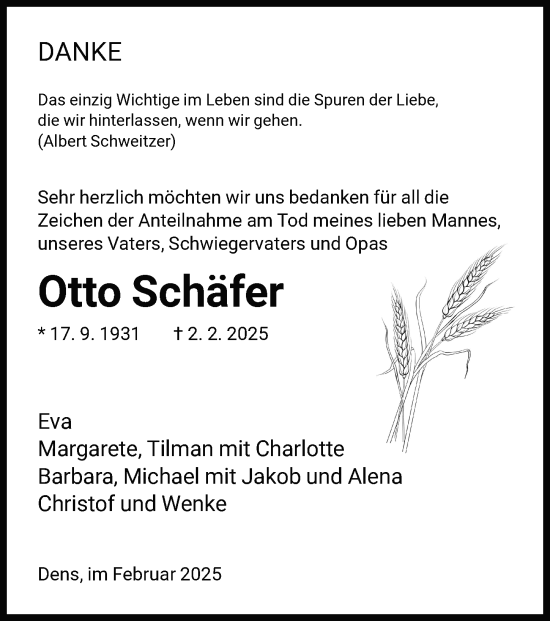 Traueranzeige von Otto Schäfer von FZ