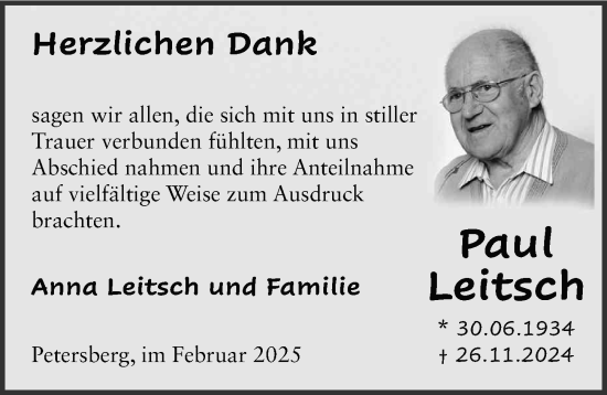 Traueranzeige von Paul Leitsch von FZ