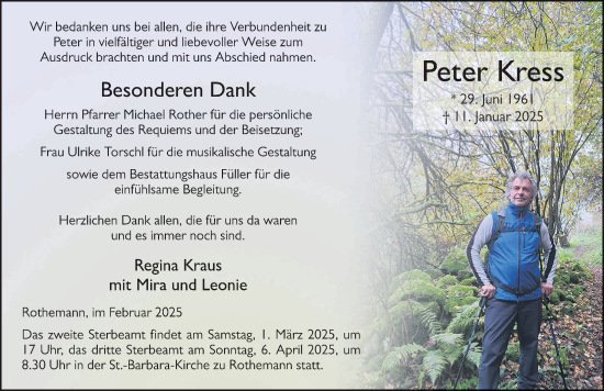 Traueranzeige von Peter Kress von FZ
