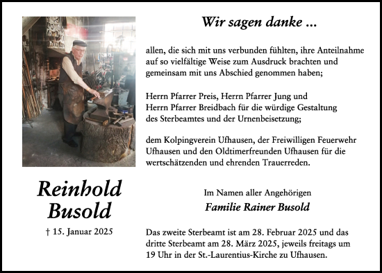 Traueranzeige von Reinhold Busold von FZ