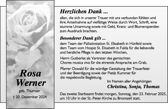 Traueranzeige von Rosa Werner von FZ