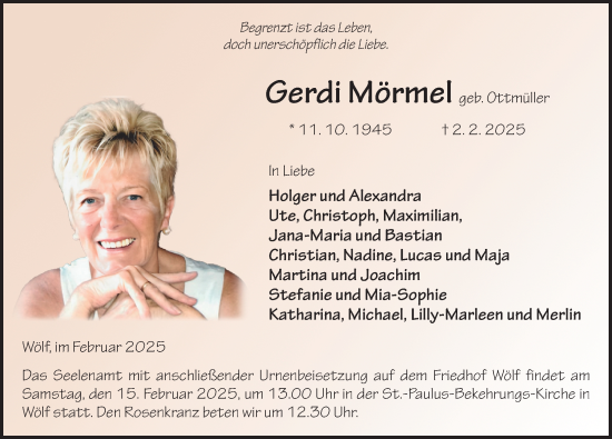 Traueranzeige von Gerdi Mörmel von FZ