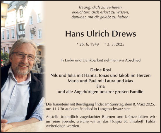 Traueranzeige von Hans Ulrich Drews von FZ