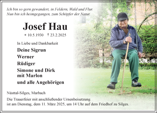 Traueranzeige von Josef Hau von FZ