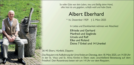 Traueranzeige von Albert Eberhard von FZ