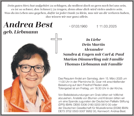 Traueranzeige von Andrea Best von FZ