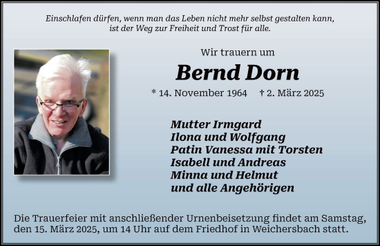 Traueranzeige von Bernd Dorn von FZ