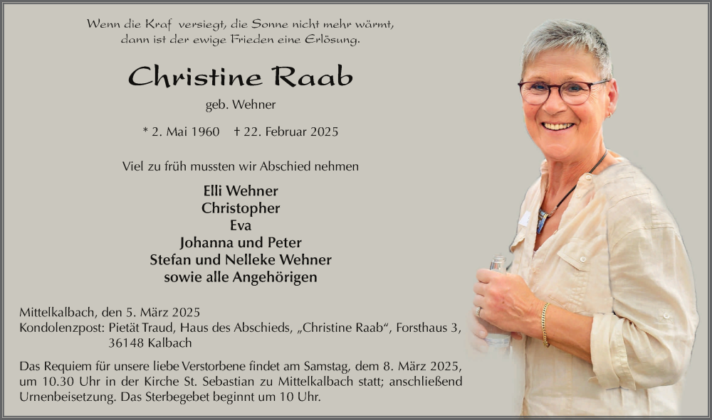  Traueranzeige für Christine Raab vom 05.03.2025 aus FZ