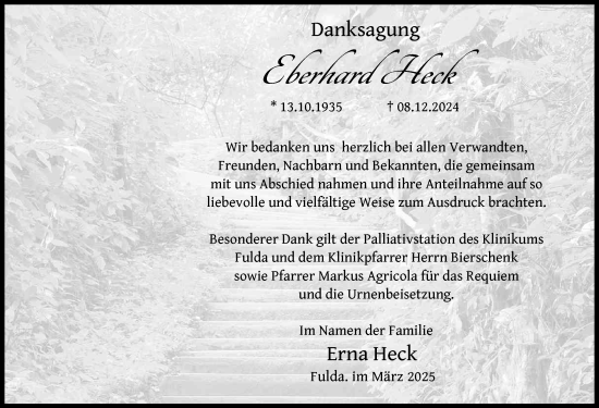 Traueranzeige von Eberhard Heck von FZ