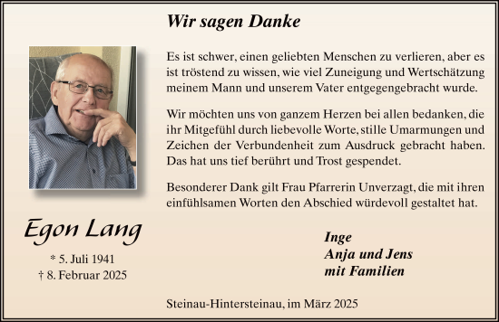 Traueranzeige von Egon Lang von FZ
