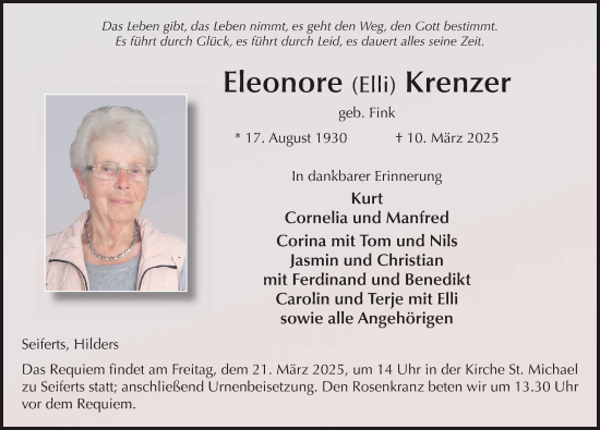 Traueranzeige von Eleonore Krenzer von FZ