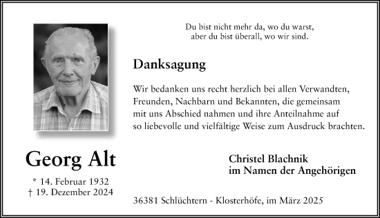 Traueranzeige von Georg Alt von FZ
