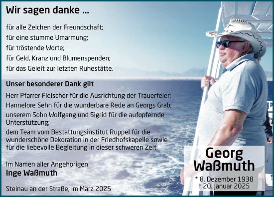 Traueranzeige von Georg Waßmuth von FZ