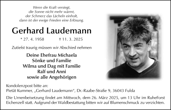 Traueranzeige von Gerhard Laudemann von FZ