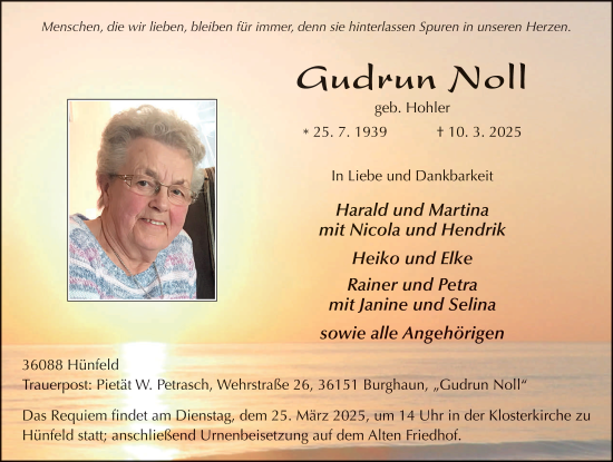 Traueranzeige von Gudrun Noll von FZ