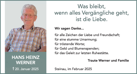 Traueranzeige von Hans Heinz Werner von FZ