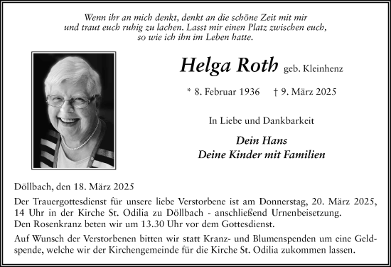 Traueranzeige von Helga Roth von FZ
