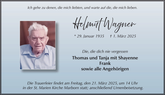 Traueranzeige von Helmut Wagner von FZ