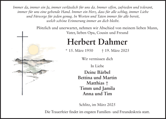 Traueranzeige von Herbert Dahmer von FZ