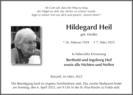 Traueranzeige von Hildegard Heil von FZ