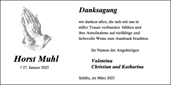Traueranzeige von Horst Muhl von FZ