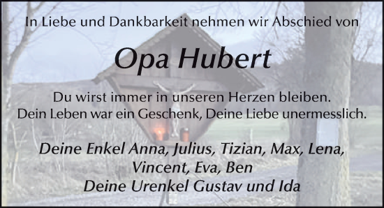 Traueranzeige von Hubert Herget von FZ