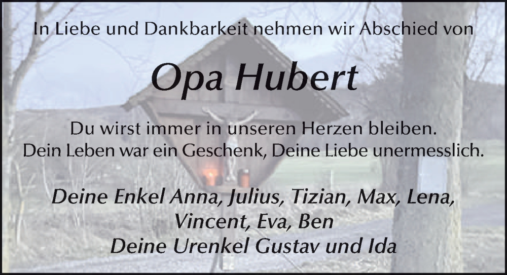  Traueranzeige für Hubert Herget vom 03.03.2025 aus FZ