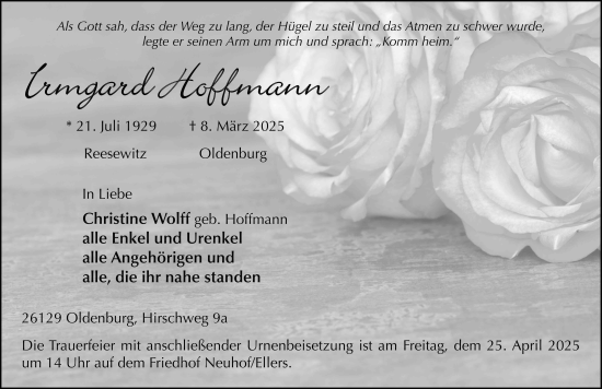 Traueranzeige von Irmgard Hoffmann von FZ