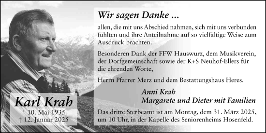 Traueranzeige von Karl Krah von FZ
