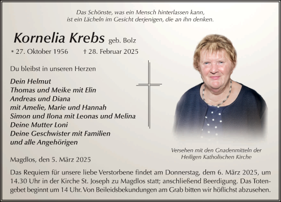 Traueranzeige von Kornelia Krebs von FZ