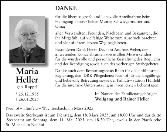 Traueranzeige von Maria Heller von FZ