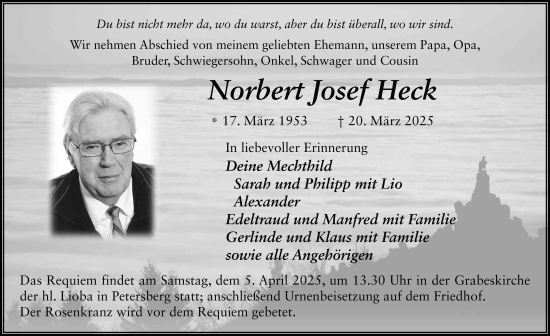 Traueranzeige von Norbert Josef  Heck von FZ