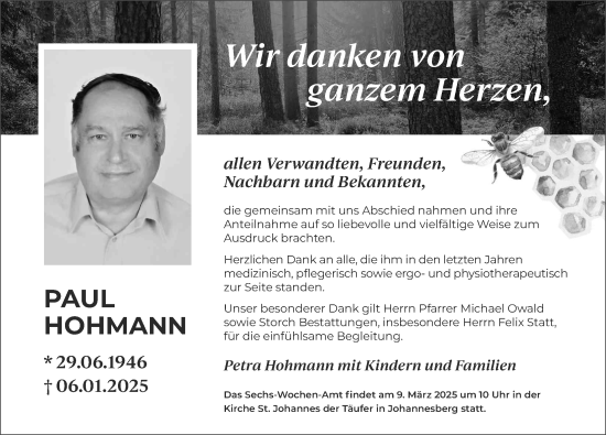 Traueranzeige von Paul Hohmann von FZ