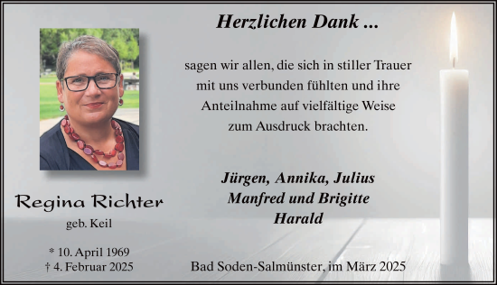 Traueranzeige von Regina Richter von FZ