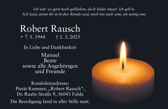Traueranzeige von Robert Rausch von FZ