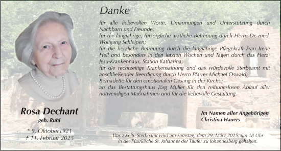Traueranzeige von Rosa Dechant von FZ