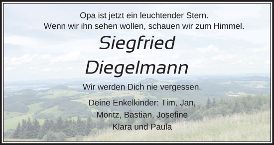 Traueranzeige von Siegfried Diegelmann von FZ