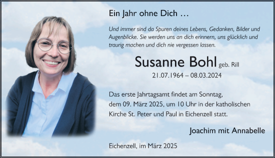 Traueranzeige von Susanne Bohl von FZ