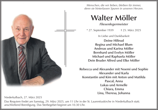 Traueranzeige von Walter Möller von FZ