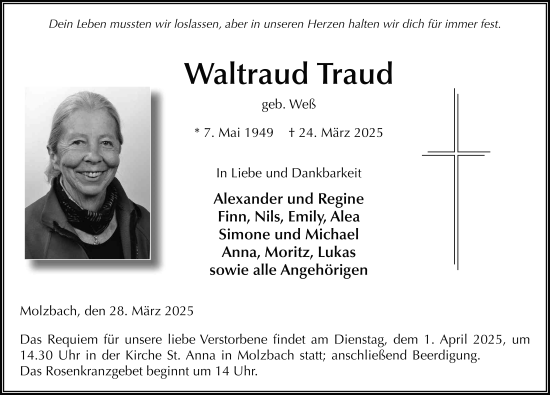 Traueranzeige von Waltraud Traud von FZ