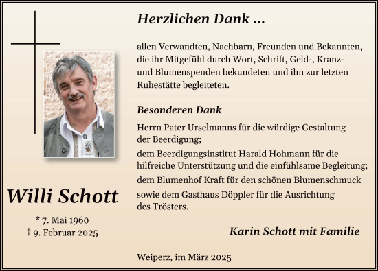 Traueranzeige von Willi Schott von FZ