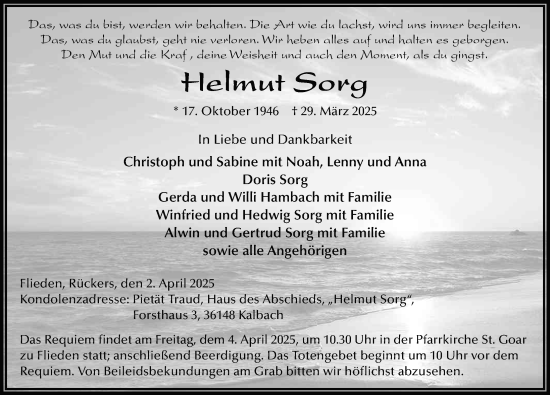 Traueranzeige von Helmut Sorg von FZ