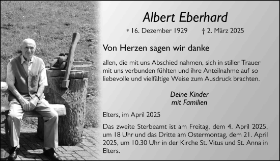 Traueranzeige von Albert Eberhard von FZ